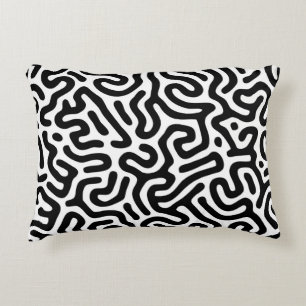 Coussins Décoratifs noir blanc labyrinthe ligne motif mode décoratif
