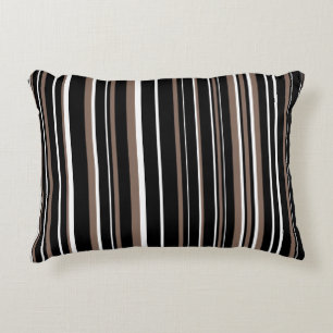 Coussins Décoratifs Noir, Brun Taupe et Rayure de Code-Barres Blanc