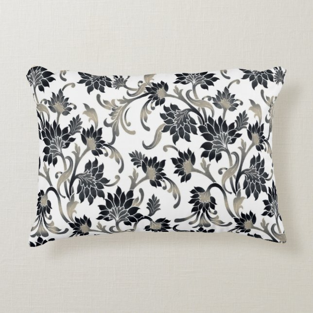 Coussins Décoratifs Noir floral de motif+Tan (Devant)