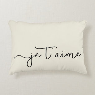 Coussins Décoratifs Noir français de typographie de Je T'aime   sur