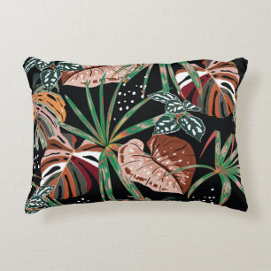 Coussins Décoratifs Noir tropical : Motif de forêt exotique foncé