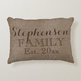 Coussins Décoratifs Nom de famille Burlap Rustic