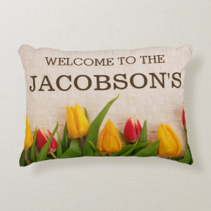 Coussins Décoratifs Nom de famille floral chic Girly élégant