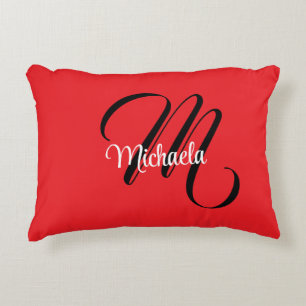 Coussins Décoratifs Nom initial minimaliste moderne monogramme rouge