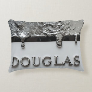 Coussins Décoratifs Nom Métallisé Chrome Personnalisé Finition Brillan