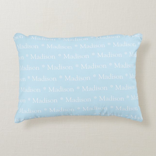 Coussins Décoratifs Nom personnalisable bleu clair blanc double face (Devant)