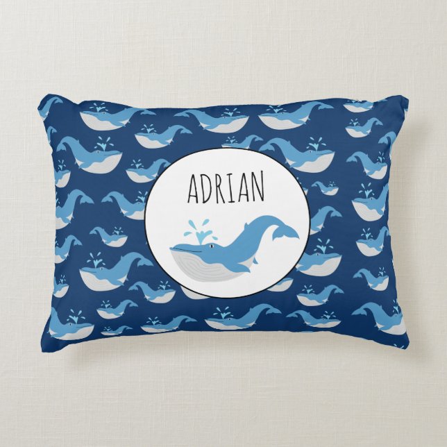 Coussins Décoratifs Nom personnalisé du Motif de baleines de l'océan b (Devant)