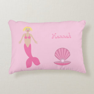 Coussins Décoratifs Nom personnalisé d'une Sirène d'Imaginaire rose