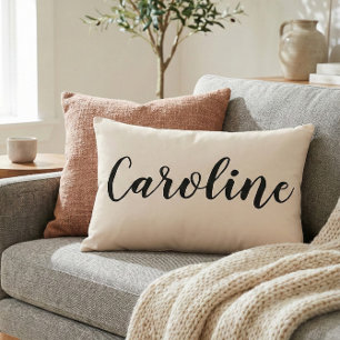 Coussins Décoratifs Nom personnalisé Écriture minimaliste crème élégan