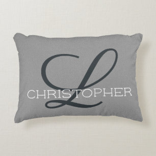 Coussins Décoratifs Nom personnalisé initial L Noir Blanc Gris