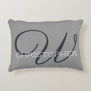 Coussins Décoratifs Nom personnalisé initial W Noir Blanc Gris