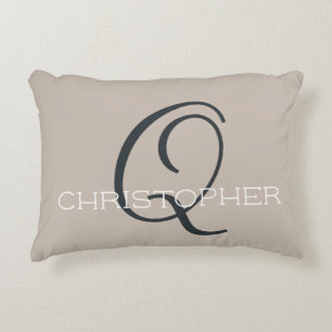 Coussins Décoratifs Nom personnalisé Q initiale Taupe chamois neutre