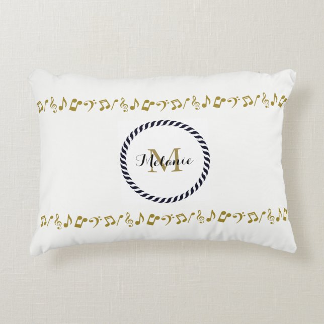 Coussins Décoratifs Notes musicales de Monogram Gold (Devant)