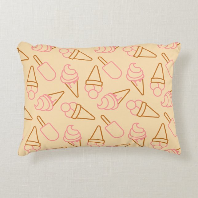 Coussins Décoratifs Nourriture d'été mignonne avec contours de glace (Devant)