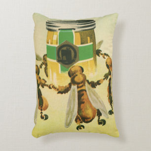 Coussins Décoratifs Nourriture Vintage, Abeilles Biologiques Dansant d