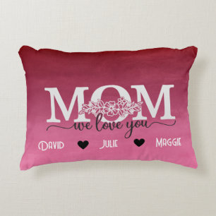 Coussins Décoratifs Nous vous aimons Maman trois photo collage & noms 