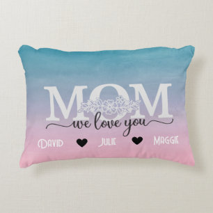 Coussins Décoratifs Nous vous aimons Maman trois photo collage & noms