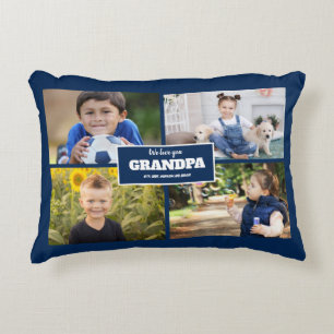 Coussins Décoratifs Nous vous aimons Papi 4 Photo Bleu marine   