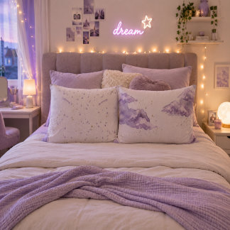 Coussins Décoratifs Nuage de Lavande Personnalisé Aquarelle Céleste