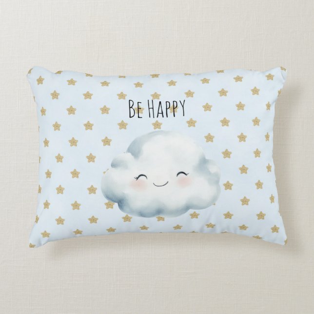 Coussins Décoratifs Nuage Étoiles Dorées Blue Be Happy (Devant)