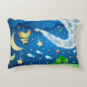 Coussins Décoratifs Nuit avec musique et oiseaux