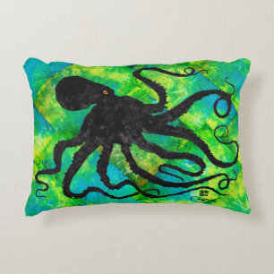 Coussins Décoratifs Octopus 6 Sur Bleu/Vert - Oreillers De 16 Pouces x