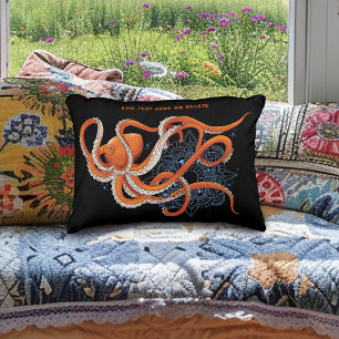 Coussins Décoratifs Octopus Orange Mandala bleu