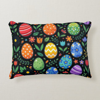 Coussins Décoratifs Œufs de Pâques et fleurs arc-en-ciel