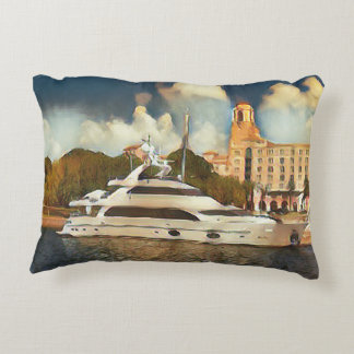 Coussins Décoratifs Œuvre d'art de yacht de luxe sur le mur Scène côti