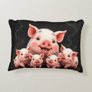 Coussins Décoratifs Œuvre d'art porcine – Truie et porcelets