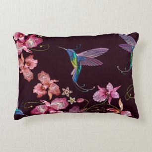 Coussins Décoratifs Oiseau de mer et orchidée fleurs tropicales exotiq