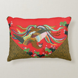 Coussins Décoratifs Oiseau Phoenix Rouge Vintage Art Japonais G.A. Aud