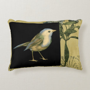 Coussins Décoratifs Oiseau sur l'arrière - plan noir et vintage