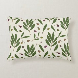 Coussins Décoratifs Olives minimalistes et branches - motif sans soudu