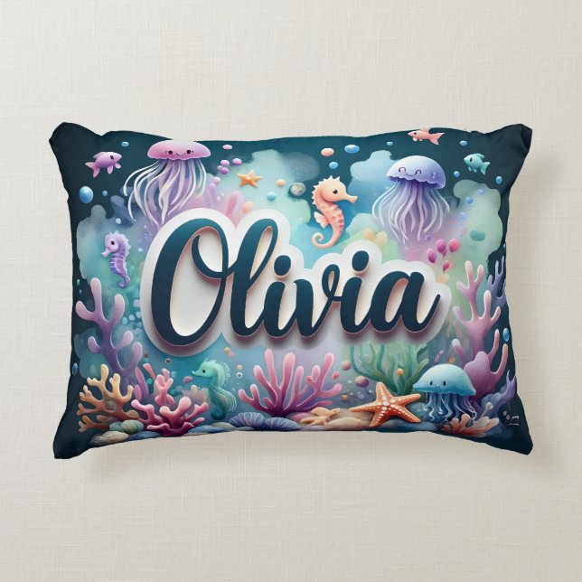 Coussins Décoratifs Olivia Nom Océan Thème Décoratif Mer Vie (Devant)