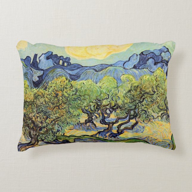 Coussins Décoratifs Oliviers avec Alpilles par Vincent van Gogh (Devant)