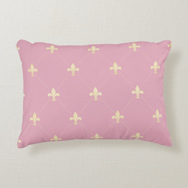 Coussins Décoratifs Or Fleur de Lis Rose (Devant)