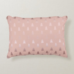 Coussins Décoratifs Or rose élégant et motif rose d'arbre de Noël