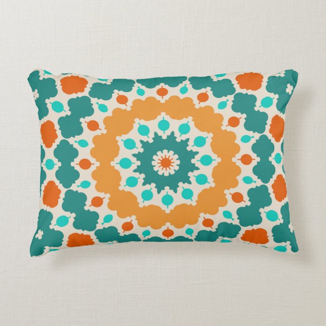 Coussins Décoratifs Or vert et fleurs rouges et diamants (Devant)