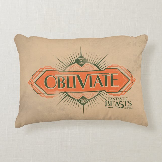 Coussins Décoratifs Orange Art Déco Obliviate Spell Graphisme (Devant)