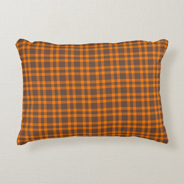 Coussins Décoratifs Orange Brown Plaid Pattern (Devant)