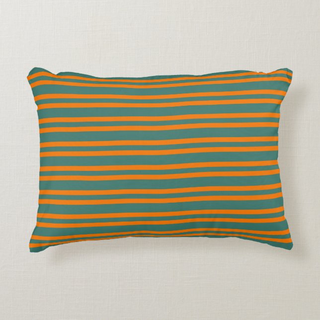 Coussins Décoratifs Orange Teal Stripes Seamless Pattern (Devant)