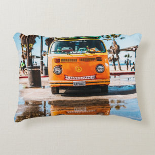 Coussins Décoratifs Orange van avec surf sur le dessus