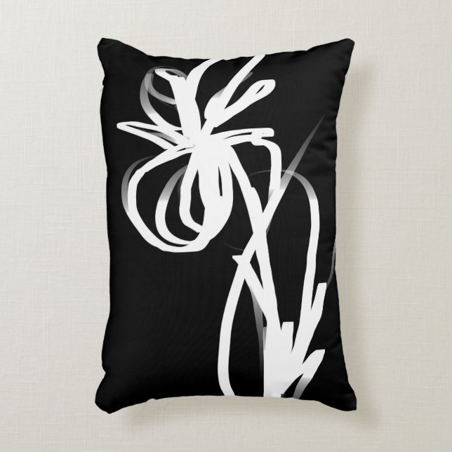 Coussins Décoratifs Orchidée Noir : Abstrait noir et blanc (Devant(Vertical))
