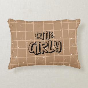 Coussins Décoratifs Oreiller à accent gingham Cutie Girly Brown