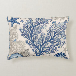 Coussins Décoratifs Oreiller à jet de corail bleu - Motif océanique cô