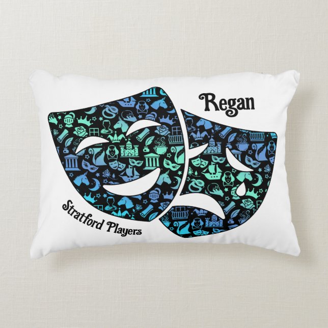 Coussins Décoratifs Oreiller à lancer Shakespeare bleu vert noir (Devant)