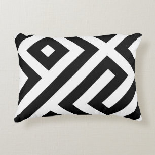 Coussins Décoratifs Oreiller à motif de lignes de labyrinthe noir et b