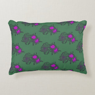 Coussins Décoratifs Oreiller à motif floral vert avec accents roses
