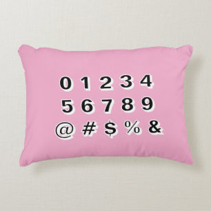 Coussins Décoratifs Oreiller accent Alphabet, Nombres et Symboles Rose